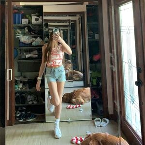 🔥❤️ Orange and White Swirl Tank Top